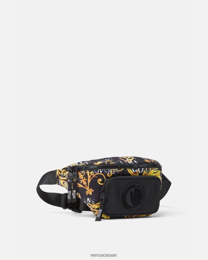 رجال حقيبة وسط بشعار الماركة Versace الذهب الأسود 0FVD2J2495 أكياس