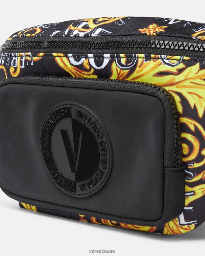 رجال حقيبة وسط بشعار الماركة Versace الذهب الأسود 0FVD2J2495 أكياس