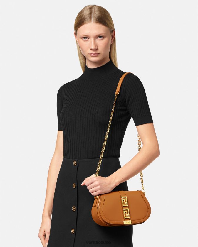 نحيف حقيبة كتف يونانية آلهة Versace الكراميل 0FVD2J249 أكياس