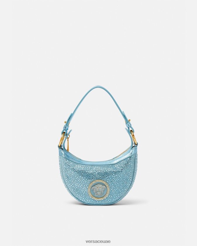 نحيف حقيبة هوبو صغيرة متكررة من الكريستال Versace الفيروز 0FVD2J276 أكياس