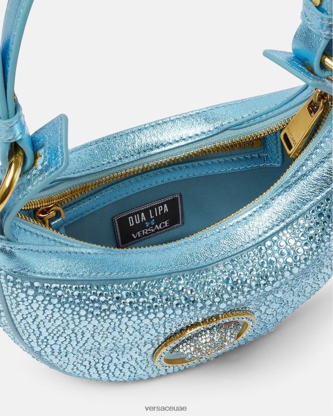 نحيف حقيبة هوبو صغيرة متكررة من الكريستال Versace الفيروز 0FVD2J276 أكياس