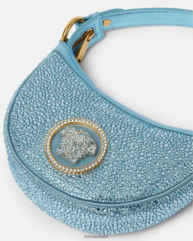 نحيف حقيبة هوبو صغيرة متكررة من الكريستال Versace الفيروز 0FVD2J276 أكياس