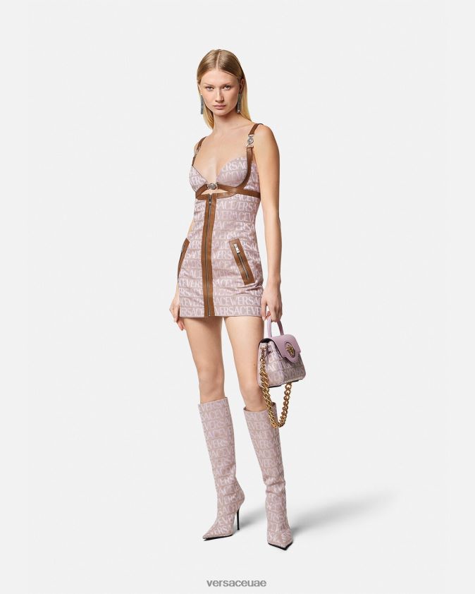 نحيف كل انحاء فستان صغير Versace الوردي والطباعة 0FVD2J27 ملابس