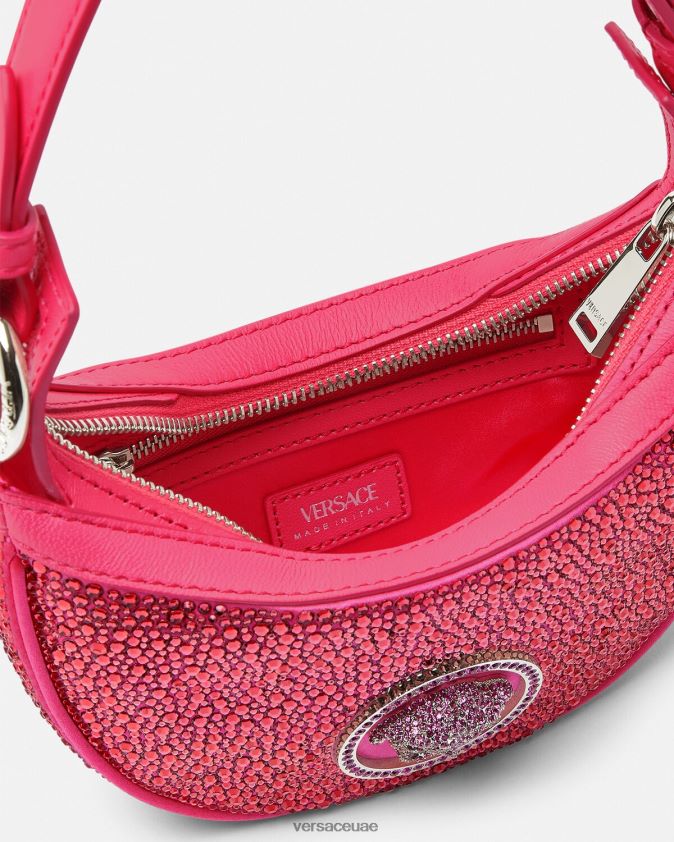 نحيف حقيبة هوبو صغيرة متكررة من الكريستال Versace ضارب الى الحمرة 0FVD2J291 أكياس