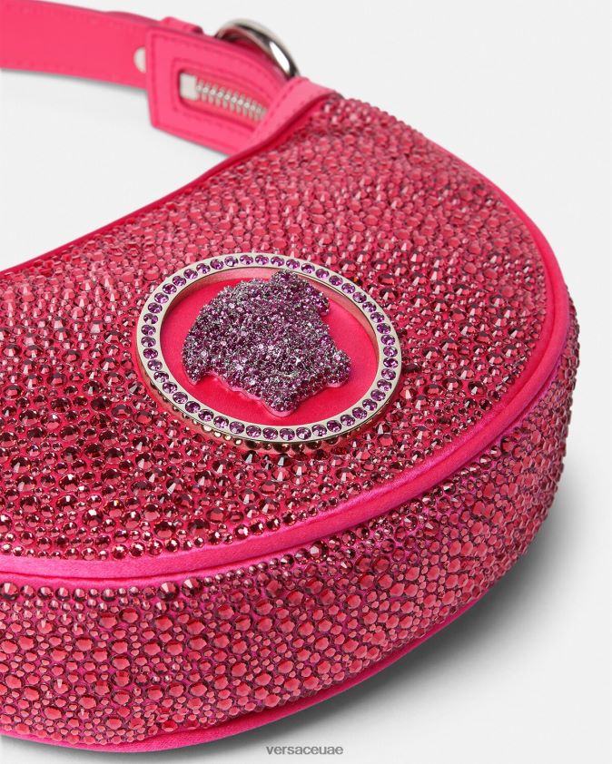 نحيف حقيبة هوبو صغيرة متكررة من الكريستال Versace ضارب الى الحمرة 0FVD2J291 أكياس