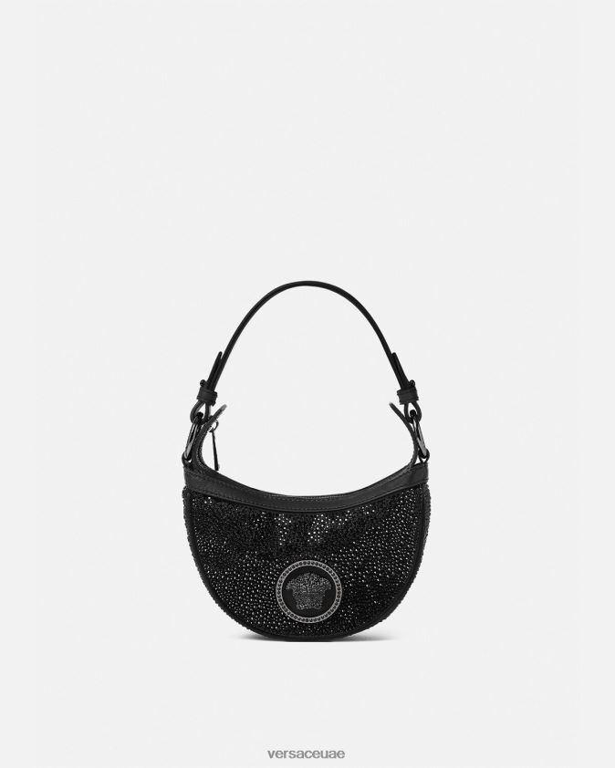 نحيف حقيبة هوبو صغيرة متكررة من الكريستال Versace أسود 0FVD2J292 أكياس