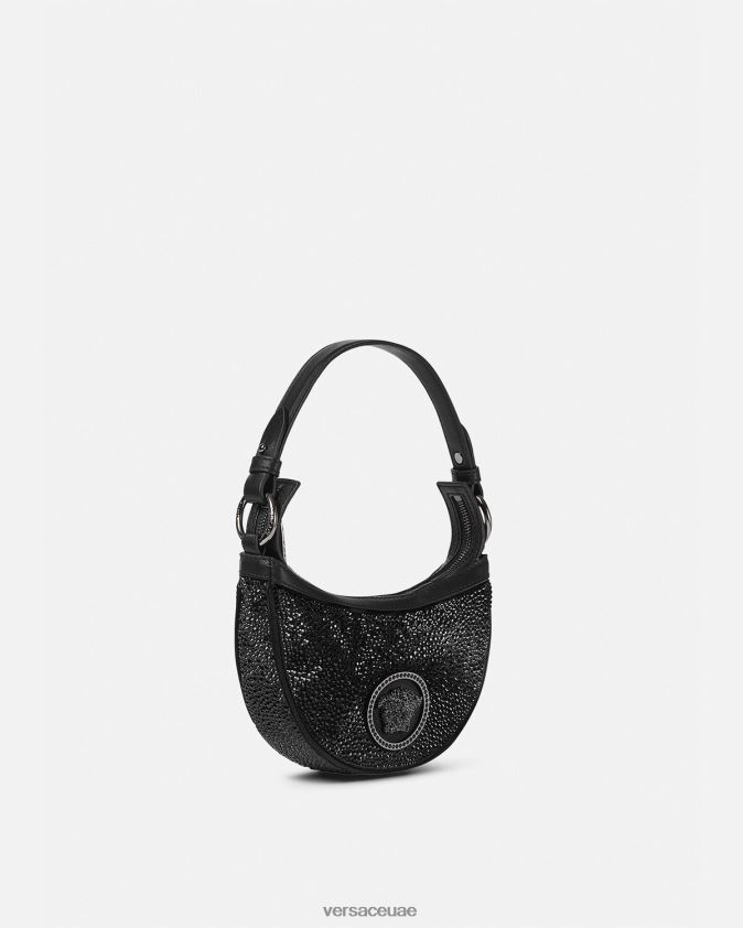 نحيف حقيبة هوبو صغيرة متكررة من الكريستال Versace أسود 0FVD2J292 أكياس