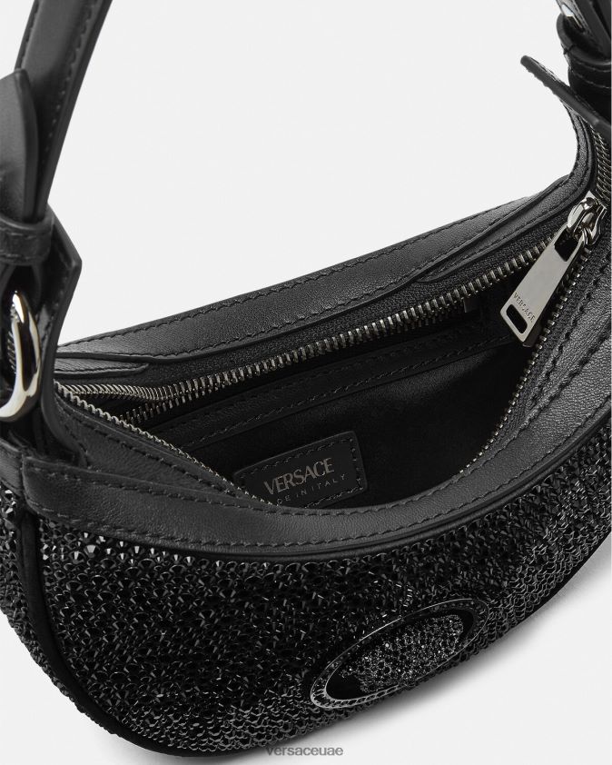 نحيف حقيبة هوبو صغيرة متكررة من الكريستال Versace أسود 0FVD2J292 أكياس