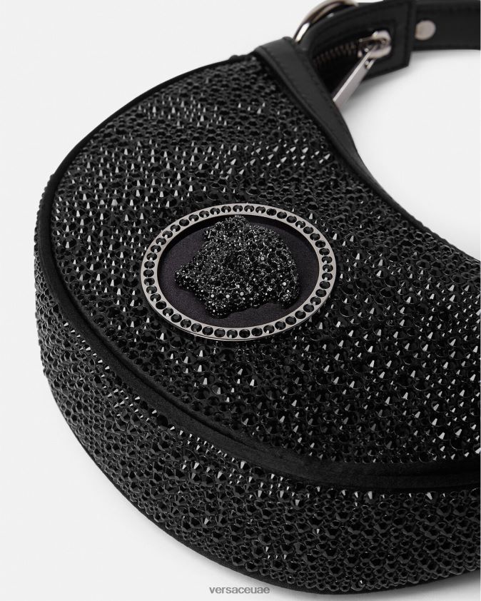 نحيف حقيبة هوبو صغيرة متكررة من الكريستال Versace أسود 0FVD2J292 أكياس