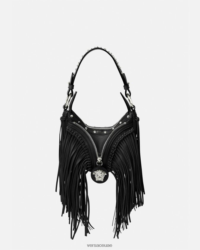نحيف حقيبة هوبو صغيرة متكررة مهدب Versace أسود 0FVD2J297 أكياس