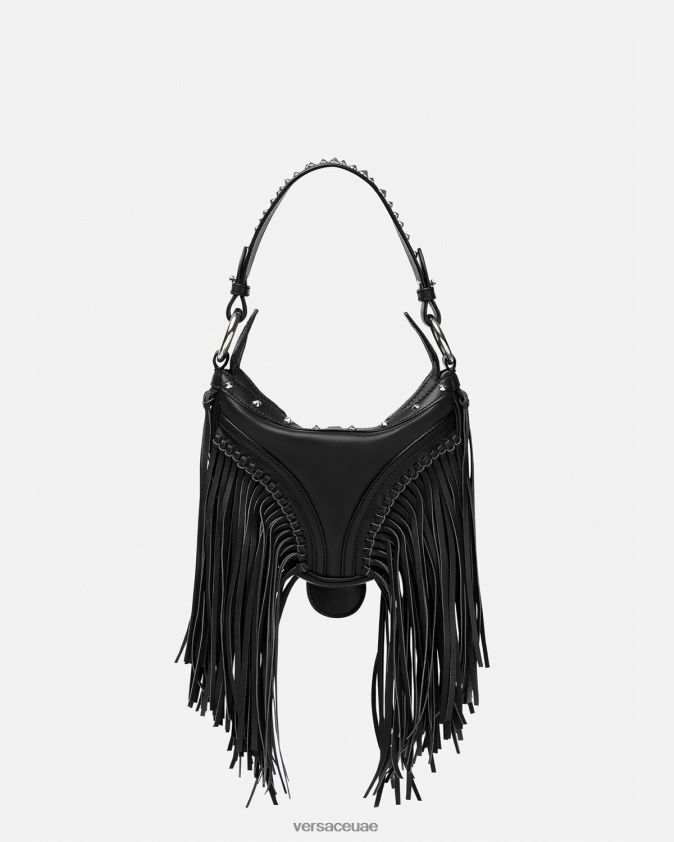 نحيف حقيبة هوبو صغيرة متكررة مهدب Versace أسود 0FVD2J297 أكياس
