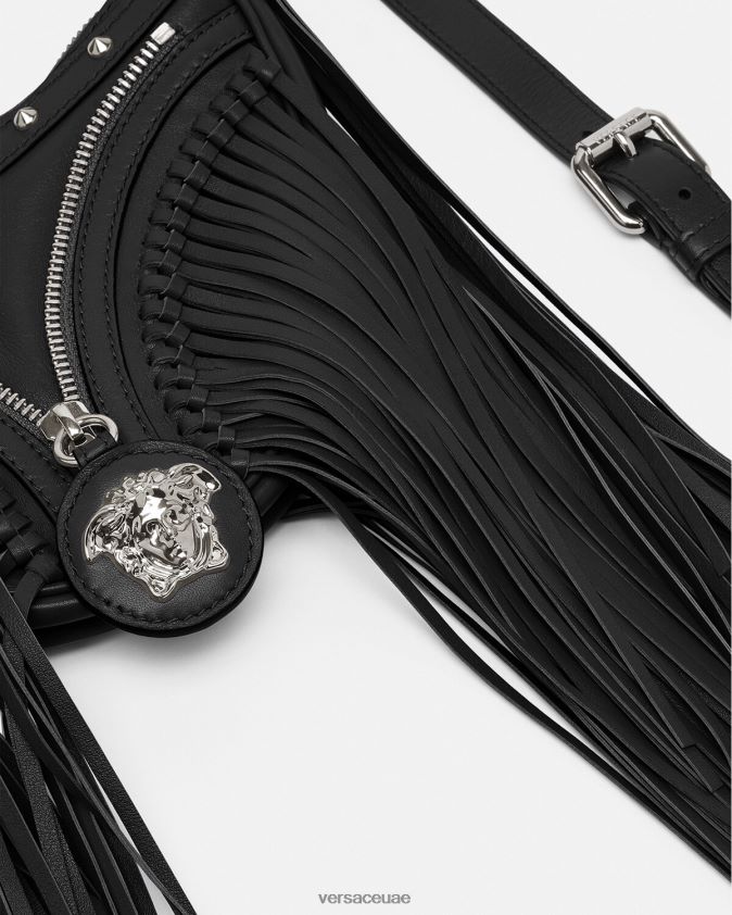 نحيف حقيبة هوبو صغيرة متكررة مهدب Versace أسود 0FVD2J297 أكياس