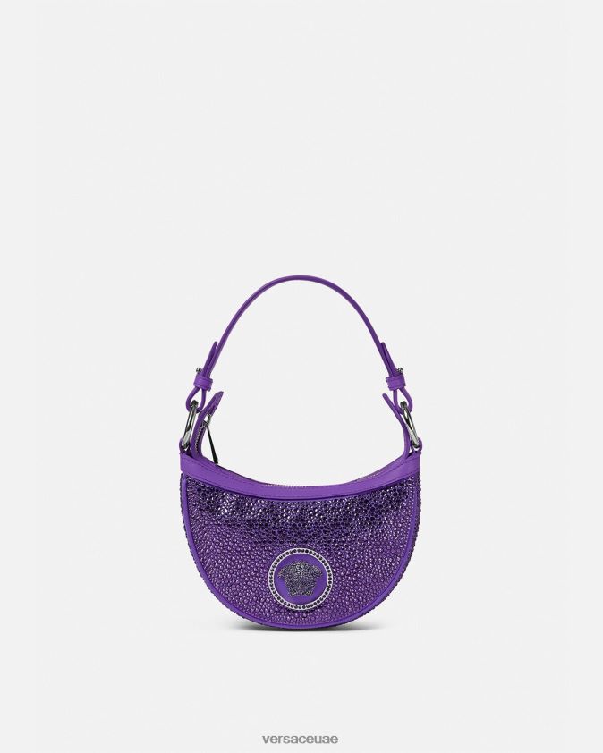 نحيف حقيبة هوبو صغيرة متكررة من الكريستال Versace البنفسجي 0FVD2J299 أكياس