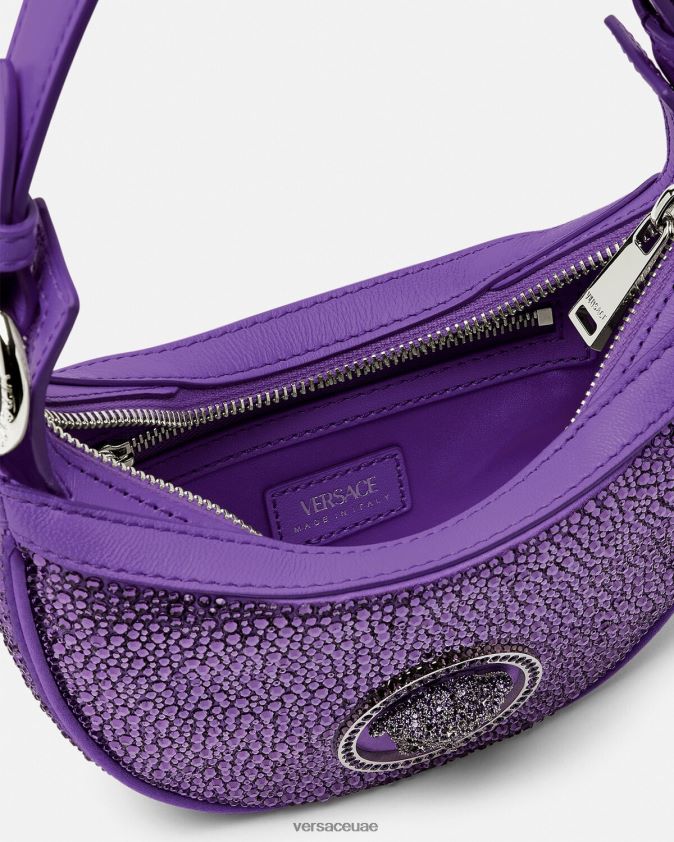 نحيف حقيبة هوبو صغيرة متكررة من الكريستال Versace البنفسجي 0FVD2J299 أكياس