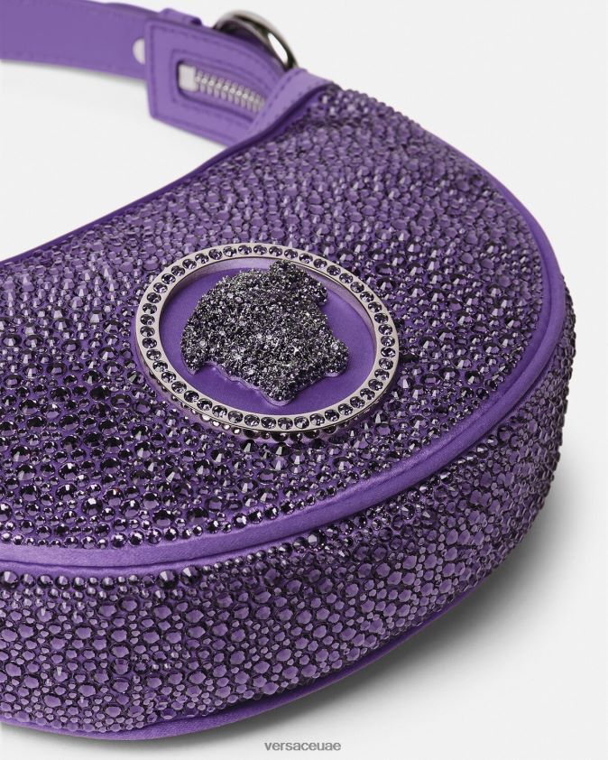 نحيف حقيبة هوبو صغيرة متكررة من الكريستال Versace البنفسجي 0FVD2J299 أكياس