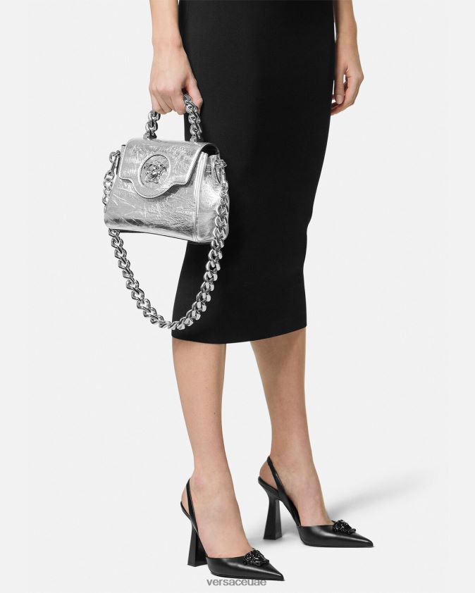 نحيف حقيبة يد صغيرة معدنية من لا ميدوسا Versace رمادي 0FVD2J305 أكياس