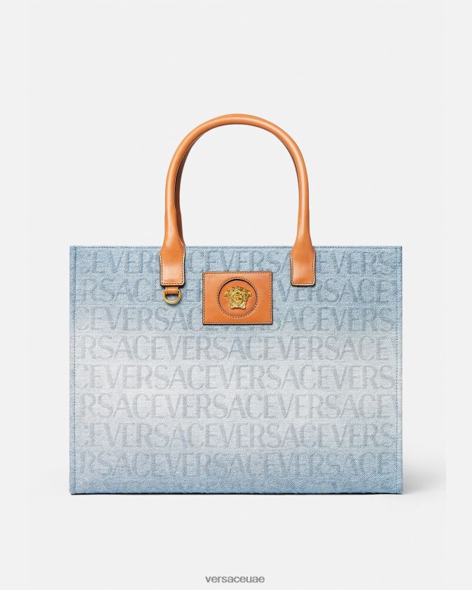 نحيف حقيبة كبيرة من قماش الدنيم Versace أزرق فاتح 0FVD2J324 أكياس