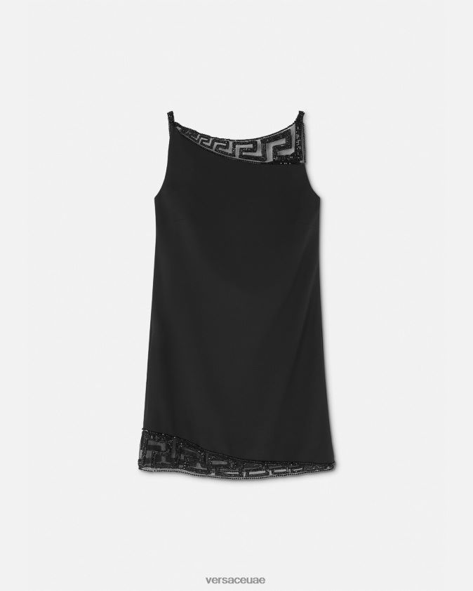 نحيف فستان قصير مزين بالكريستال اليوناني Versace أسود 0FVD2J37 ملابس