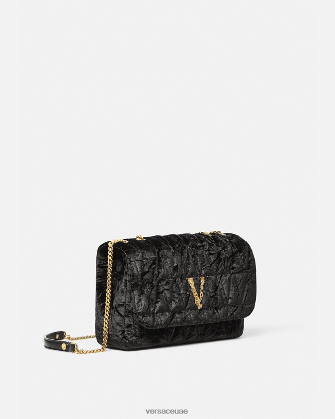 نحيف حقيبة كتف مخملية من تصميم فيرتوس Versace أسود 0FVD2J373 أكياس