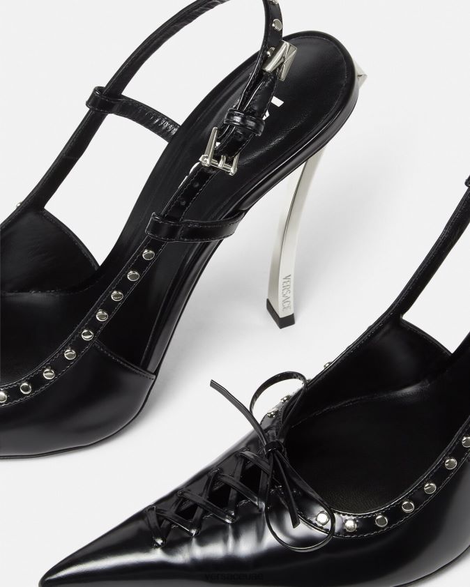 نحيف مضخات انزلاقية ذات نقاط دبوسية Versace أسود 0FVD2J382 حذاء