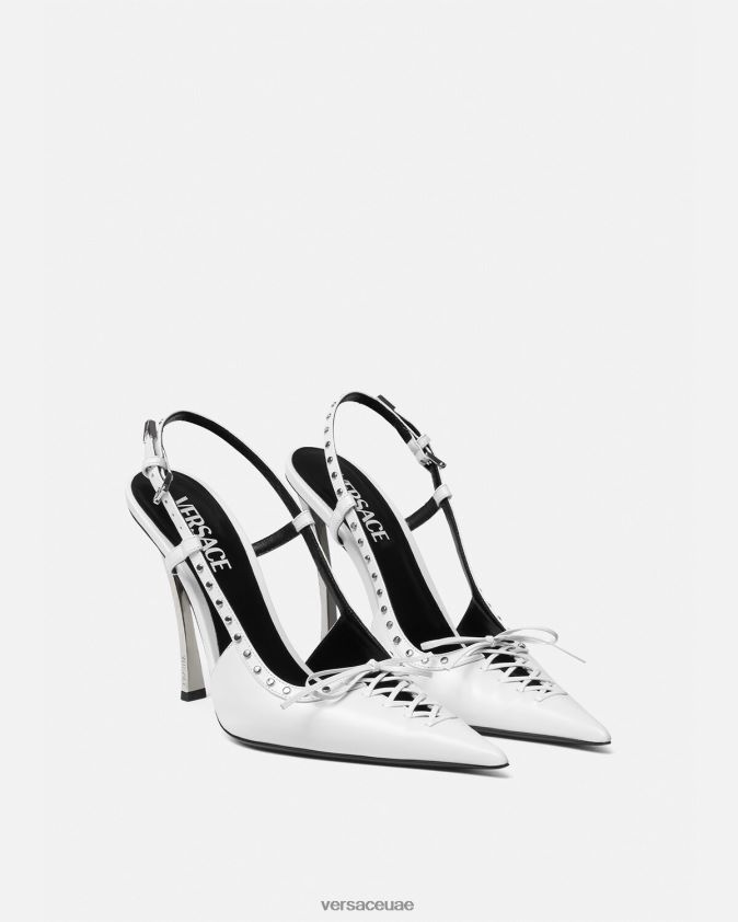 نحيف مضخات انزلاقية ذات نقاط دبوسية Versace أبيض 0FVD2J383 حذاء