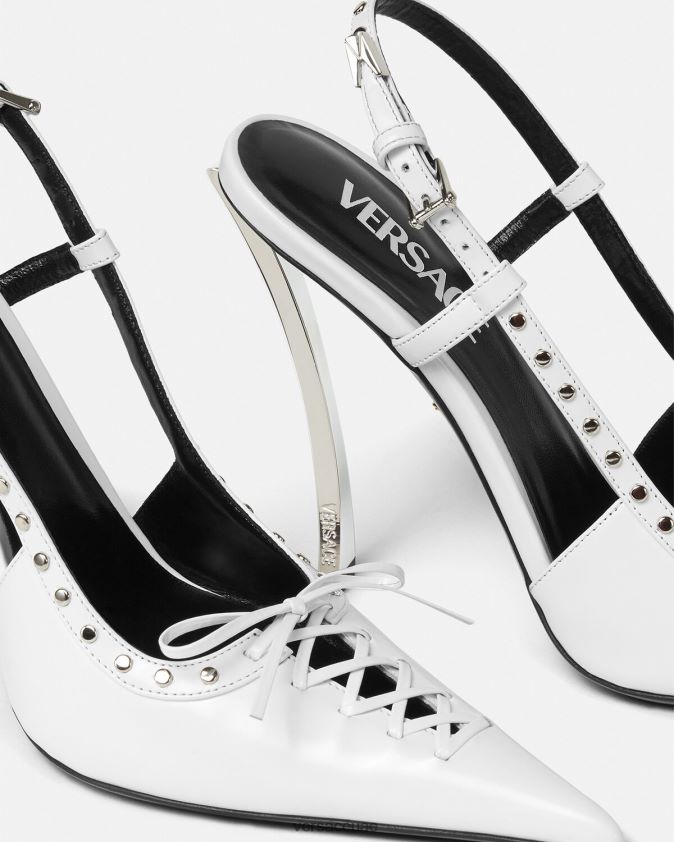 نحيف مضخات انزلاقية ذات نقاط دبوسية Versace أبيض 0FVD2J383 حذاء