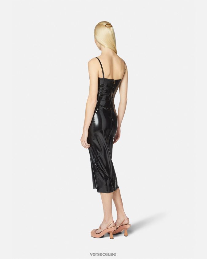 نحيف فستان ميدوسا اللاتكس ميدي Versace أسود 0FVD2J39 ملابس