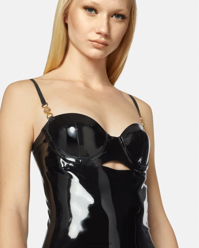 نحيف فستان ميدوسا اللاتكس ميدي Versace أسود 0FVD2J39 ملابس