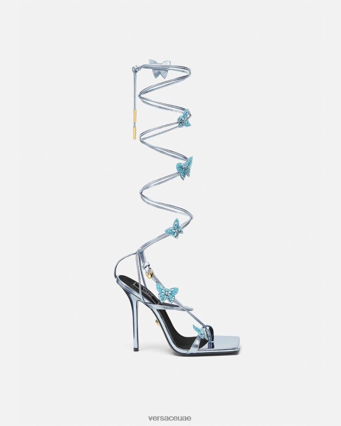 نحيف الفراشات الكريستال الصنادل المعدنية Versace أزرق فاتح 0FVD2J433 حذاء