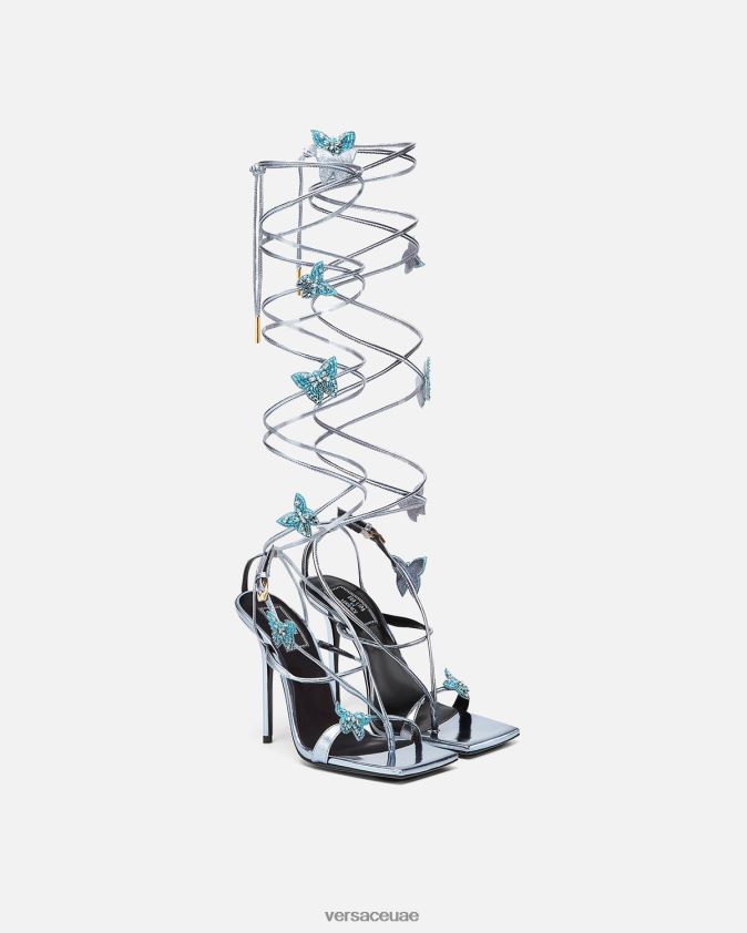 نحيف الفراشات الكريستال الصنادل المعدنية Versace أزرق فاتح 0FVD2J433 حذاء