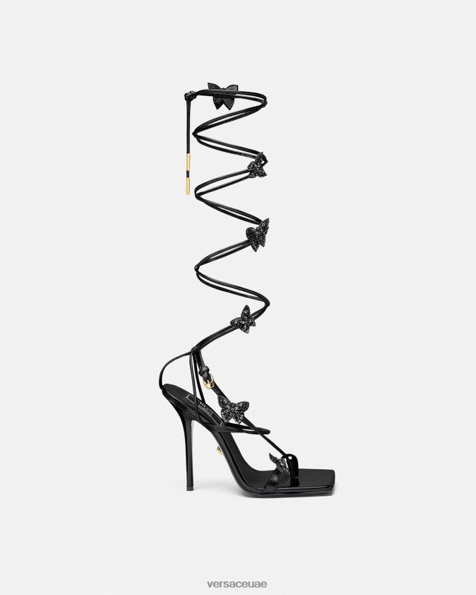 نحيف الصنادل الفراشات الكريستال Versace أسود 0FVD2J435 حذاء