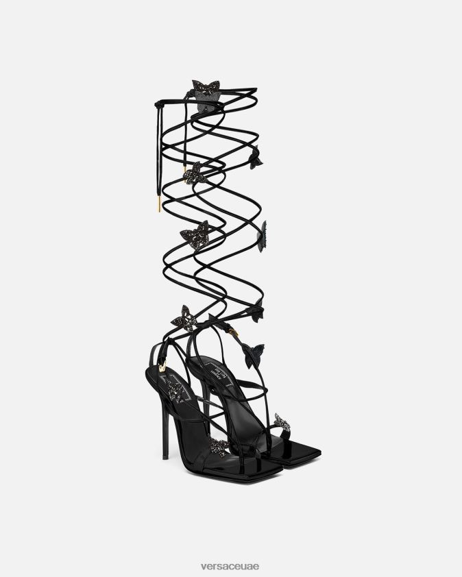 نحيف الصنادل الفراشات الكريستال Versace أسود 0FVD2J435 حذاء