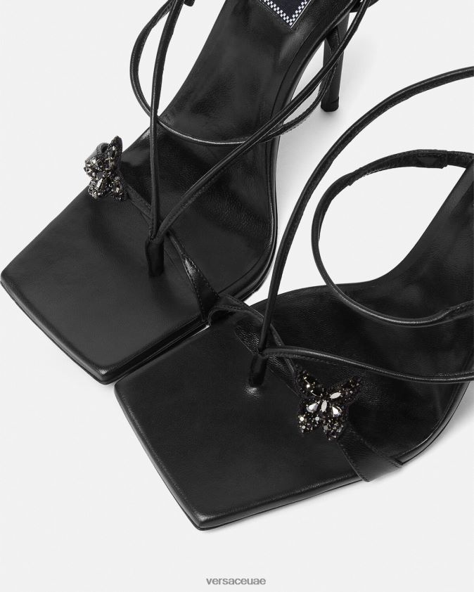 نحيف الصنادل الفراشات الكريستال Versace أسود 0FVD2J435 حذاء