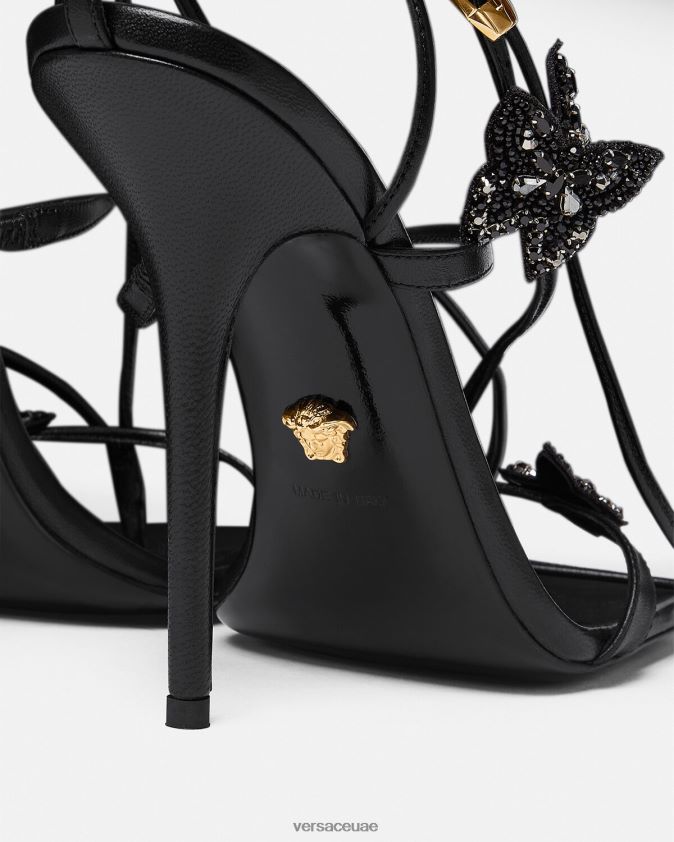 نحيف الصنادل الفراشات الكريستال Versace أسود 0FVD2J435 حذاء