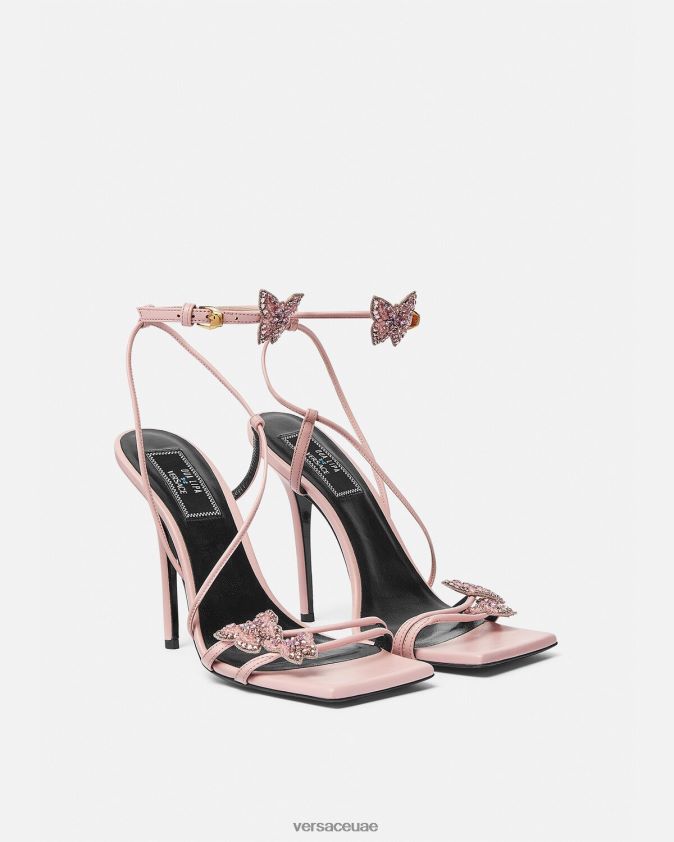 نحيف الصنادل الساتان الفراشات الكريستال Versace لون القرنفل 0FVD2J437 حذاء