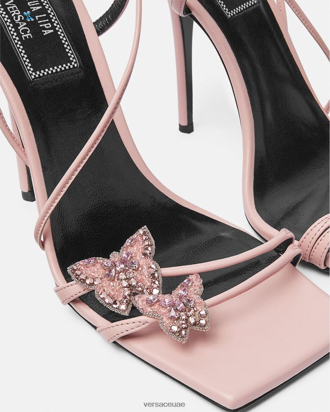 نحيف الصنادل الساتان الفراشات الكريستال Versace لون القرنفل 0FVD2J437 حذاء