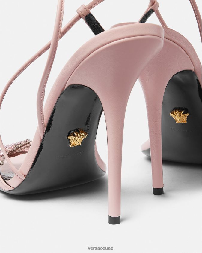 نحيف الصنادل الساتان الفراشات الكريستال Versace لون القرنفل 0FVD2J437 حذاء