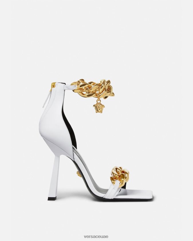 نحيف صندل بكعب عالٍ بسلسلة ميدوسا Versace أبيض 0FVD2J446 حذاء