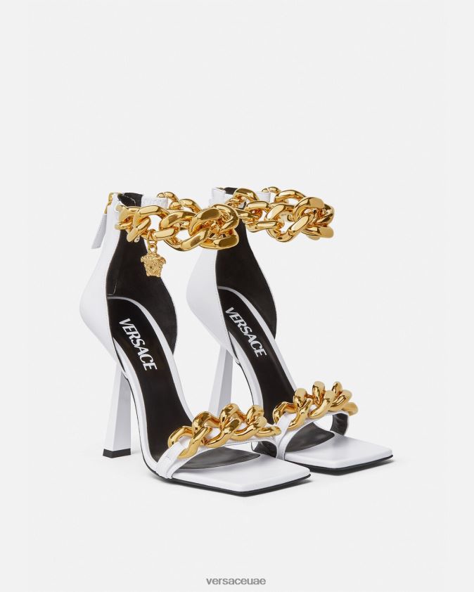 نحيف صندل بكعب عالٍ بسلسلة ميدوسا Versace أبيض 0FVD2J446 حذاء