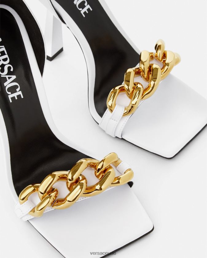 نحيف صندل بكعب عالٍ بسلسلة ميدوسا Versace أبيض 0FVD2J446 حذاء