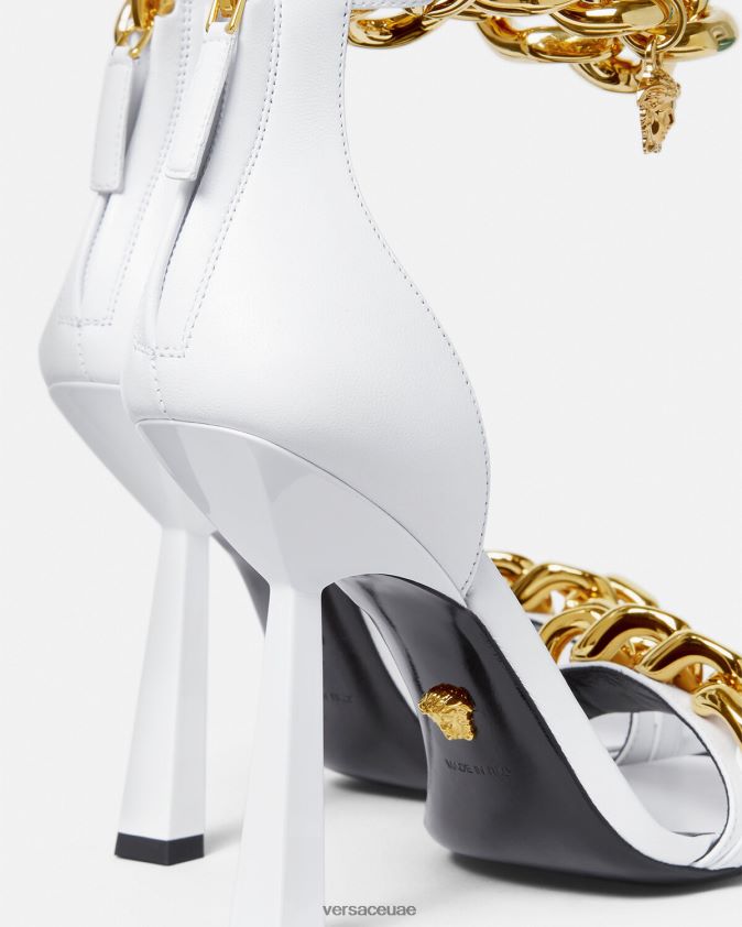 نحيف صندل بكعب عالٍ بسلسلة ميدوسا Versace أبيض 0FVD2J446 حذاء