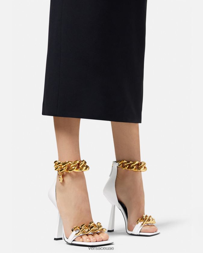 نحيف صندل بكعب عالٍ بسلسلة ميدوسا Versace أبيض 0FVD2J446 حذاء