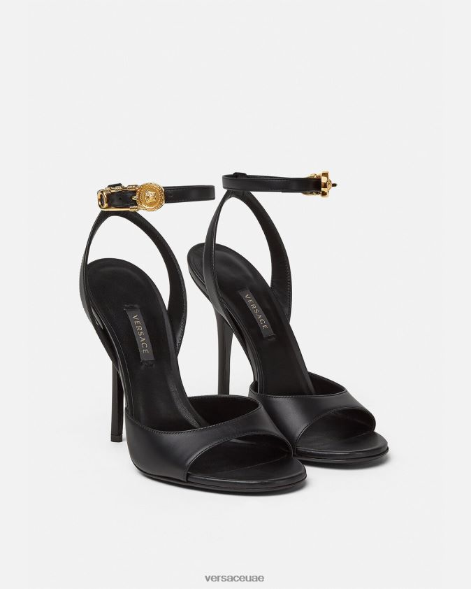 نحيف صنادل الكعب العالي ذات دبوس الأمان Versace أسود 0FVD2J449 حذاء