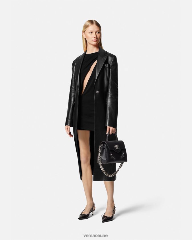 نحيف فستان ميني ممزق Versace أسود 0FVD2J45 ملابس