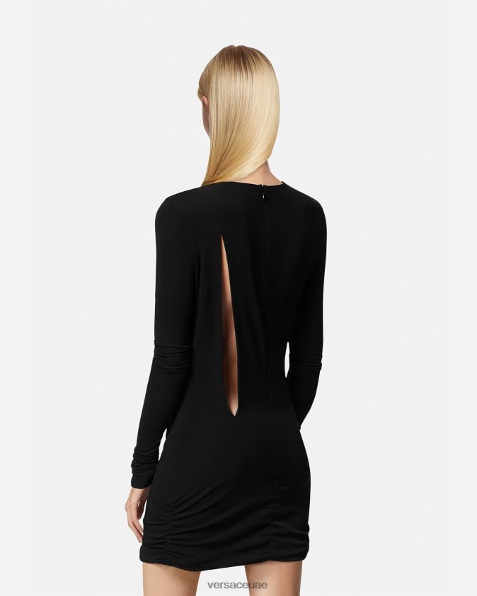 نحيف فستان ميني ممزق Versace أسود 0FVD2J45 ملابس