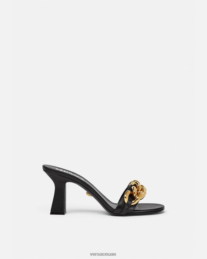 نحيف صندل بكعب متوسط ​​وسلسلة Versace أسود 0FVD2J461 حذاء