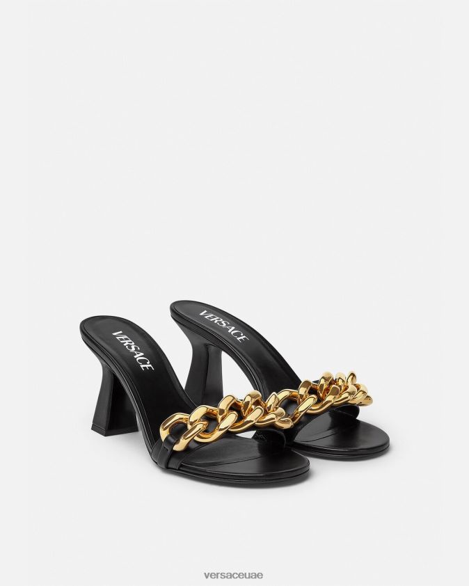 نحيف صندل بكعب متوسط ​​وسلسلة Versace أسود 0FVD2J461 حذاء