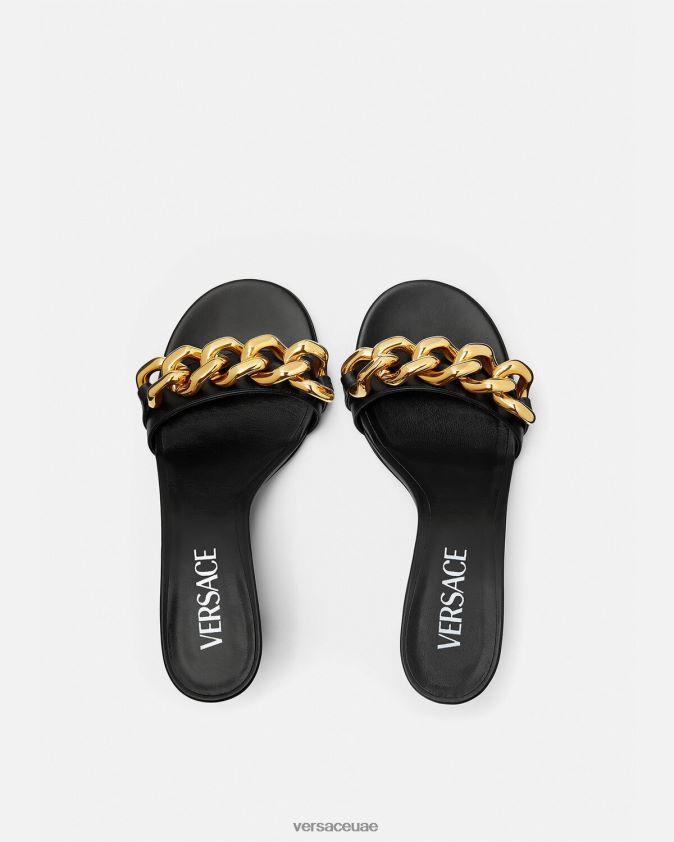نحيف صندل بكعب متوسط ​​وسلسلة Versace أسود 0FVD2J461 حذاء