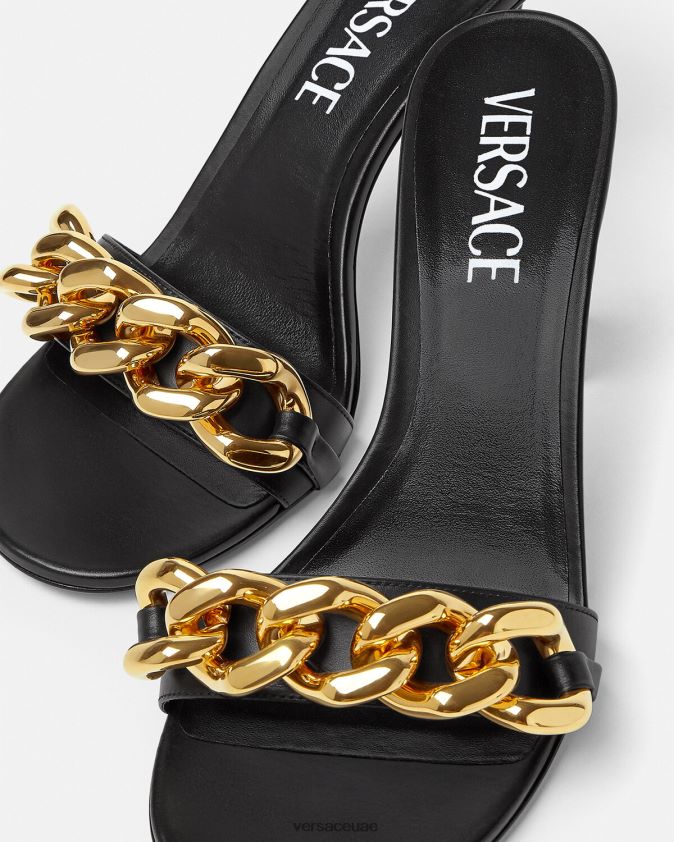 نحيف صندل بكعب متوسط ​​وسلسلة Versace أسود 0FVD2J461 حذاء