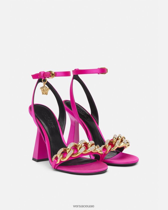 نحيف صندل بكعب عالٍ بسلسلة ميدوسا Versace ضارب الى الحمرة 0FVD2J462 حذاء
